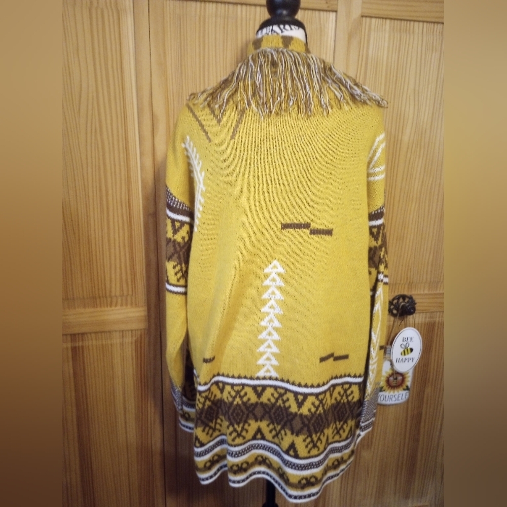 Cato Yellow and Brown Patterned Cardigan - Picture 4 of 6